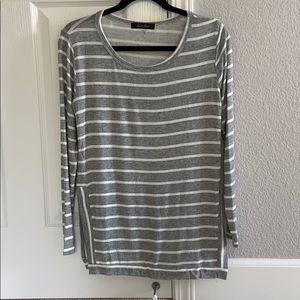 Striped long sleeve with side slits